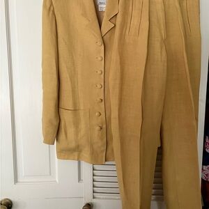 Yellow Linen Blazer and Pants Set